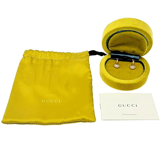 Gucci Metal Crystal Double GG Flower Hoop Earrings Rose Pink Gold - Picture 6 of 6